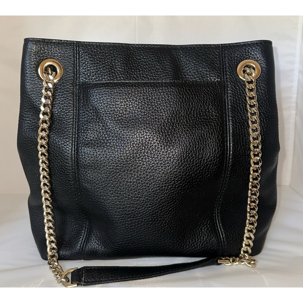 Michael Kors Black Pebbled Leather Shoulder/Crossbody Bag Gold Hardware & Charm - Picture 3 of 9